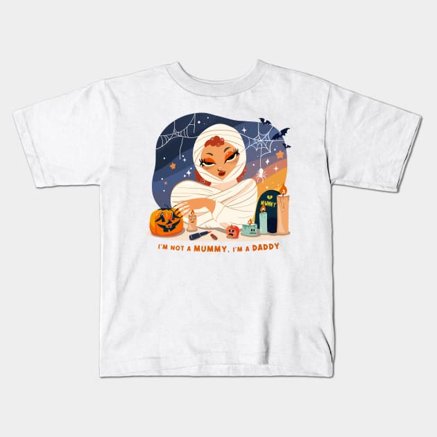 I'm not a mummy, I am a Daddy funny halloween Mummy Kids T-Shirt by enchantedrealm